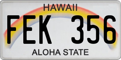 HI license plate FEK356