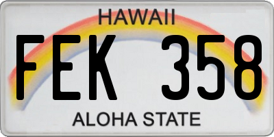 HI license plate FEK358