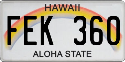 HI license plate FEK360