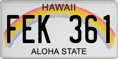 HI license plate FEK361