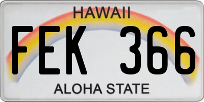 HI license plate FEK366