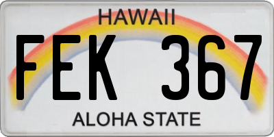 HI license plate FEK367