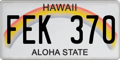 HI license plate FEK370