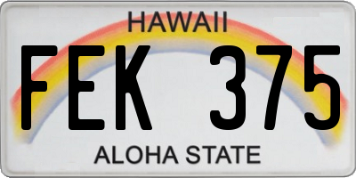 HI license plate FEK375