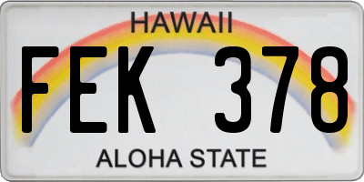 HI license plate FEK378