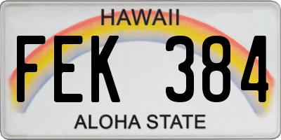 HI license plate FEK384