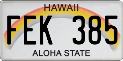 HI license plate FEK385