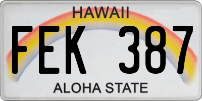 HI license plate FEK387