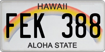 HI license plate FEK388