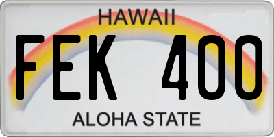 HI license plate FEK400