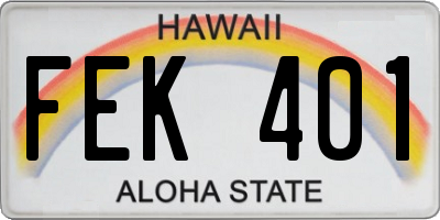 HI license plate FEK401