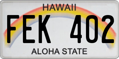 HI license plate FEK402