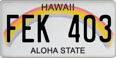 HI license plate FEK403