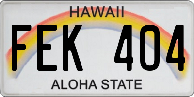 HI license plate FEK404