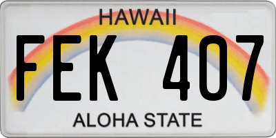 HI license plate FEK407