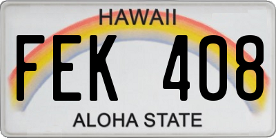 HI license plate FEK408