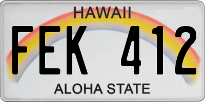 HI license plate FEK412