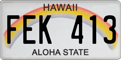 HI license plate FEK413