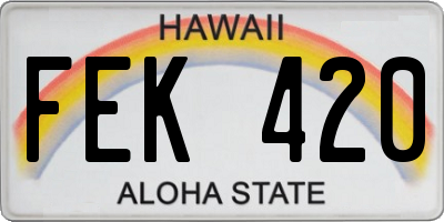 HI license plate FEK420