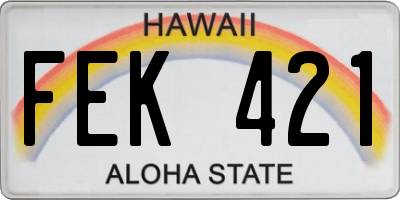 HI license plate FEK421