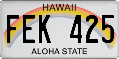 HI license plate FEK425