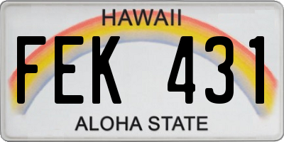 HI license plate FEK431