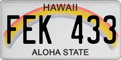 HI license plate FEK433