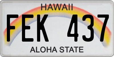 HI license plate FEK437