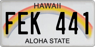 HI license plate FEK441