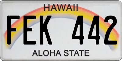 HI license plate FEK442