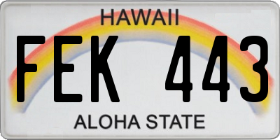 HI license plate FEK443