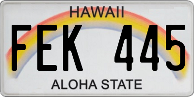 HI license plate FEK445