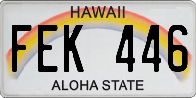 HI license plate FEK446