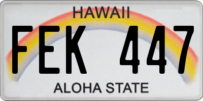 HI license plate FEK447
