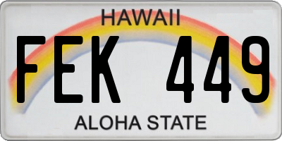 HI license plate FEK449