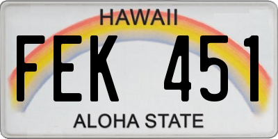 HI license plate FEK451