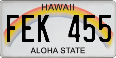 HI license plate FEK455