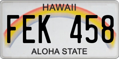 HI license plate FEK458
