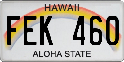 HI license plate FEK460
