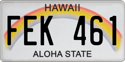 HI license plate FEK461