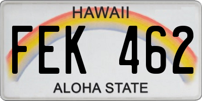 HI license plate FEK462