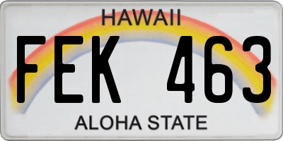HI license plate FEK463