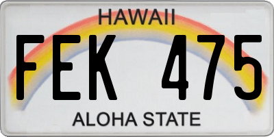 HI license plate FEK475