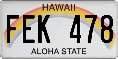 HI license plate FEK478