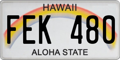 HI license plate FEK480