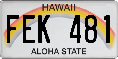 HI license plate FEK481