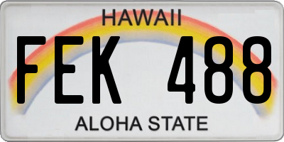 HI license plate FEK488