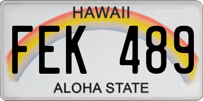 HI license plate FEK489