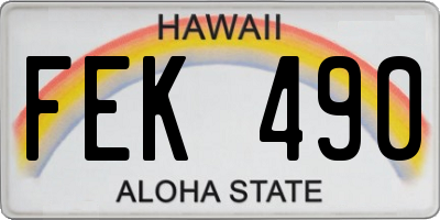 HI license plate FEK490