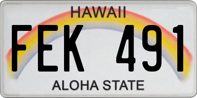 HI license plate FEK491